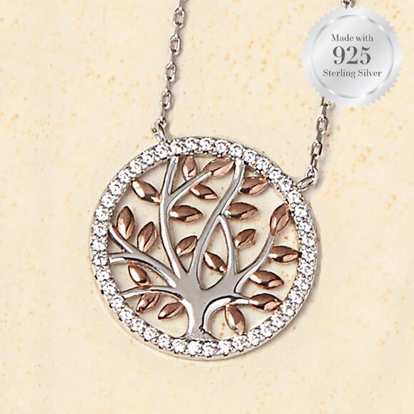Tree of Life Necklace - 925 Sterling Silver Charmed Aroma Fall Nature 20… - Picture 1 of 2